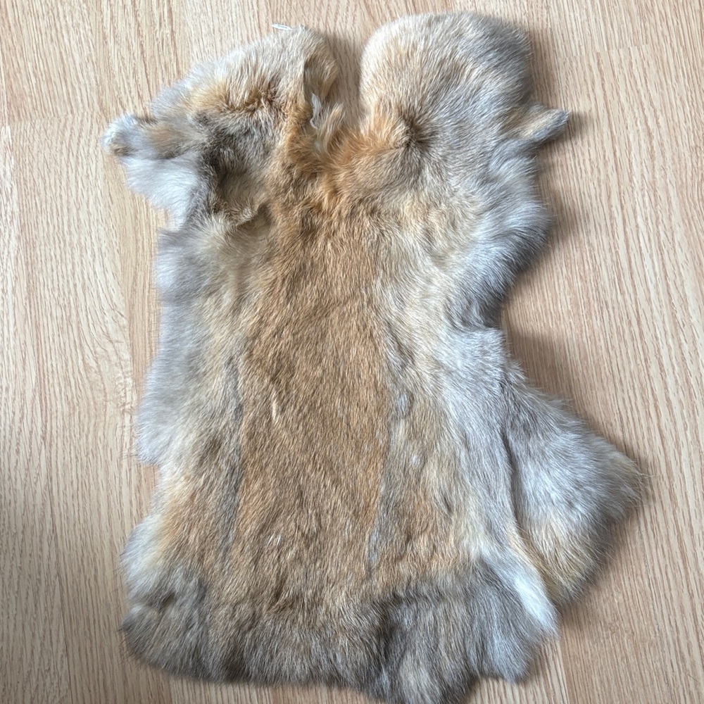 #0080 Brown Gray Soft Rabbit Fur Pelt Craft Supply